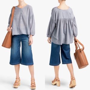 Nili Lotan XS Provence Blouse Top Check Blue White